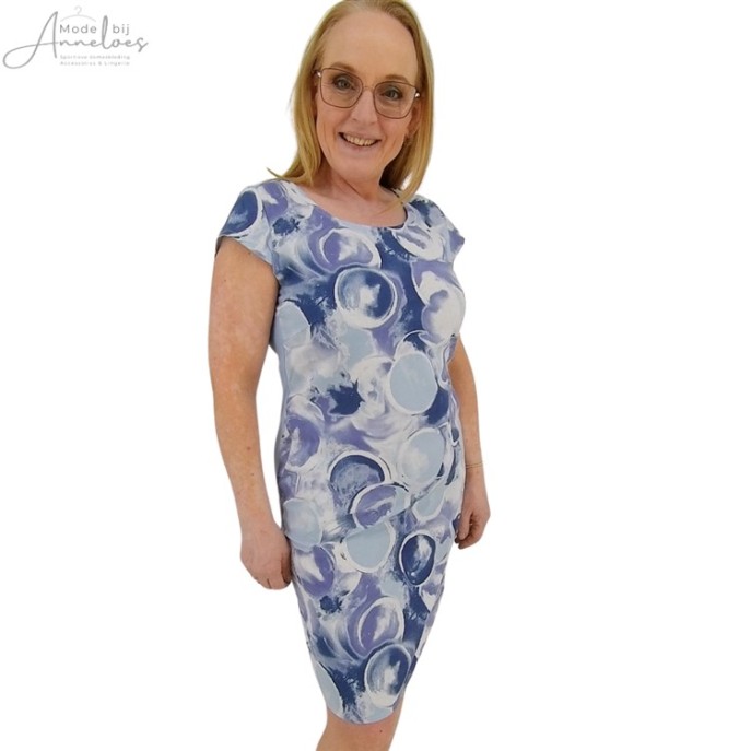 Z Anna Menotti Jurk Marcella Blue print